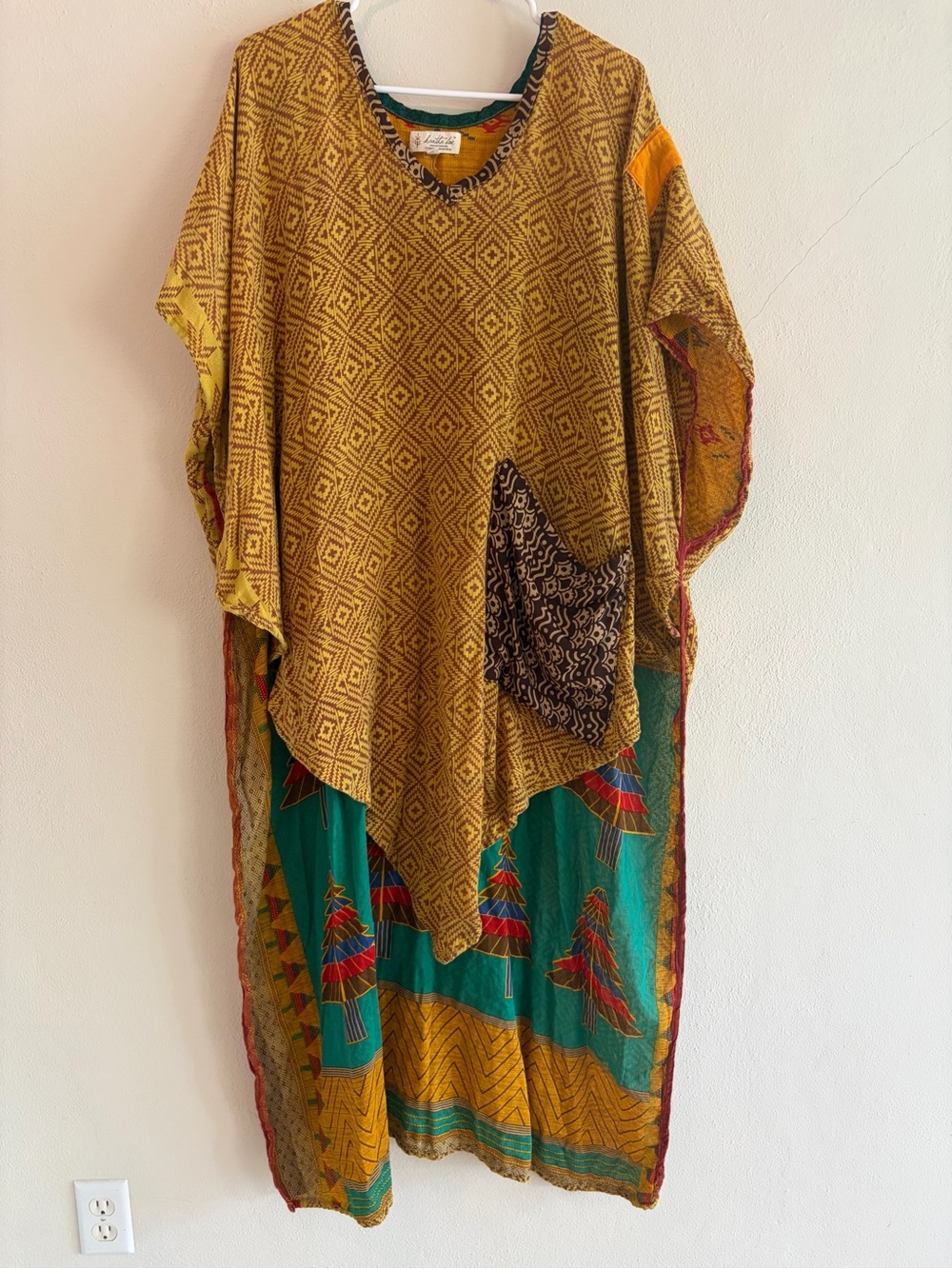 High Low Kantha Bae Top Tunic in Mustard & Green